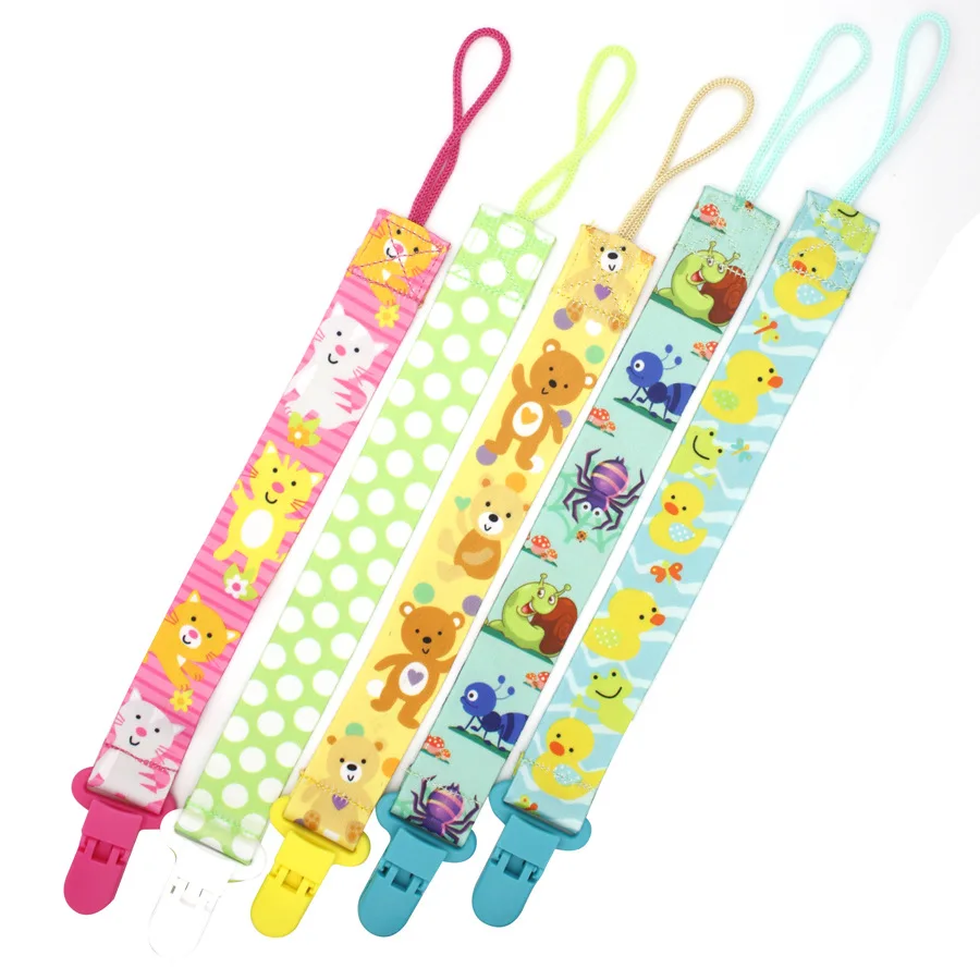 Baby double-sided printing pacifier clip newborn teething pacifier chewing dummy chain lanyard webbing anti-drop chain