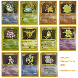 Cartoon Kawaii Anime Pokemon French Flash Card 1996 First Edition Blastoise Charizard Venusaur Pikachu Game Collector's Card