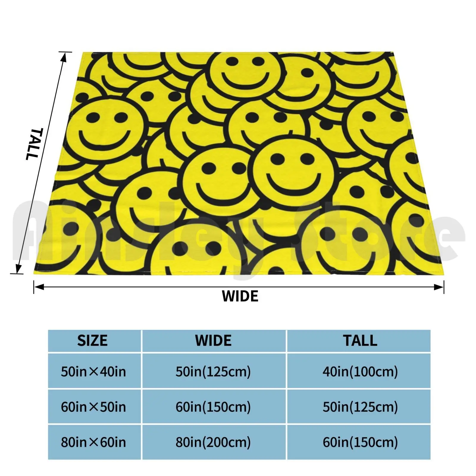 Smile! Blanket Super Soft Warm Light Thin Smile Laugh Cute Kitsch Kawaii Niche Unique Yellow Eye Mouth Circle Ikdg