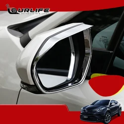 Rainproof Car Rearview Mirror Eyebrow Cover Trim Rain Shield Silver Chrome For Toyota C-HR CHR C HR XA10  2019 2020 2021 2022