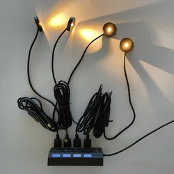 EtrnLED-Mini budgétaire LED USB 5V, kit d'éclairage, rond, monté en surface, lampe d'affichage d'armoire, spot de plafond, noir, blanc, ampoules argentées