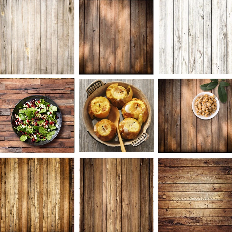 Retro Wood Board Backdrop Food Photography Background Texture Studio Video Photo Backgrounds Props Decoration 60x60cm