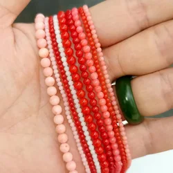 Natural Stone Beads Dark Red Coral Round Charm Loose Spacer   Beads For Jewelry Making 2mm-12mm Pick Size Diy Bracelet Necklace