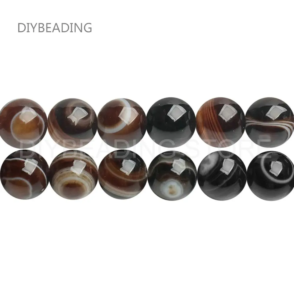 Natural Black Evil Eye Agate Stone Beads for DIY Necklace Bracelet Earring Jewelry Making Supplies Sold by Strand