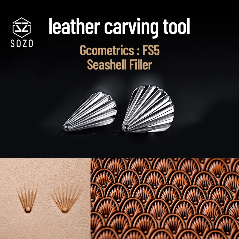 

SOZO FS5 Lather Carving Tool Geometrics Seashell Filler DIY Handmade Stamping-Print Embossing Stamps 304 Stainless Steel