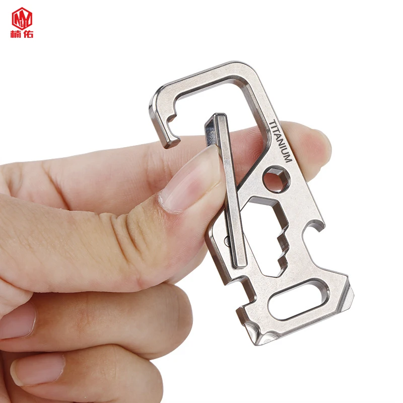 

1PC Titanium Alloy Keychain Quick Hook Hanging Buckle Carabiner Wrench Opener Keychain Combination Tool EDC Multitool