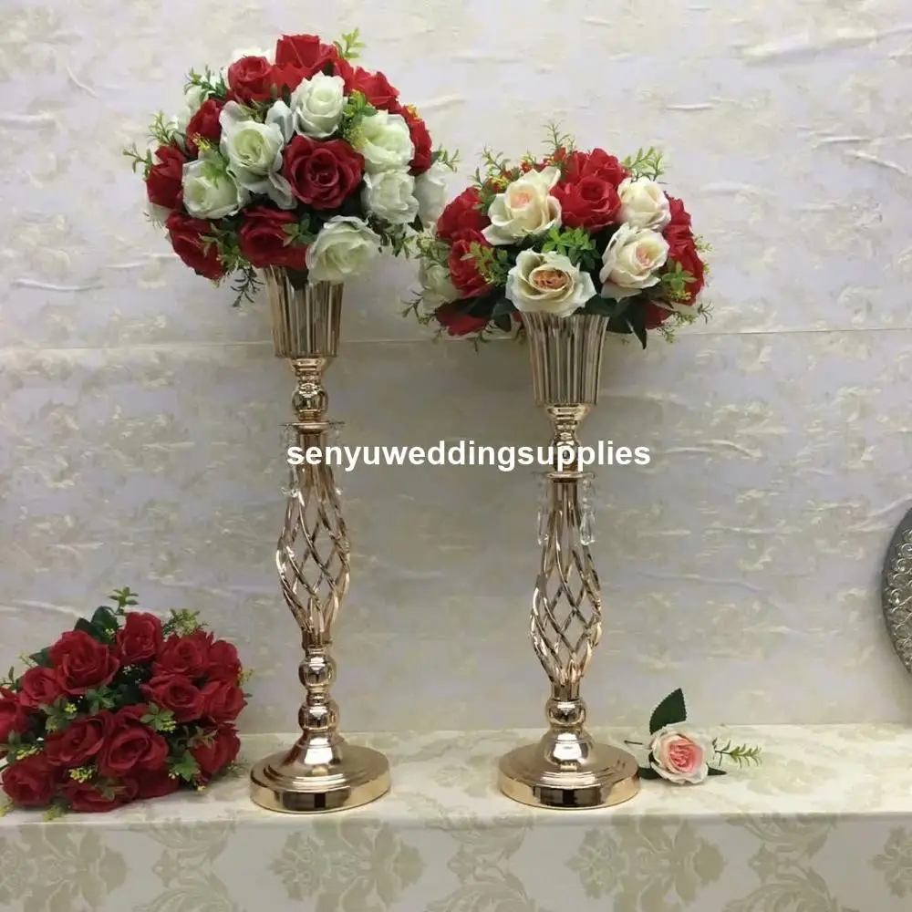 

12pcs)Wedding decoration gold metal flower stand flower vase candle holder senyu1542