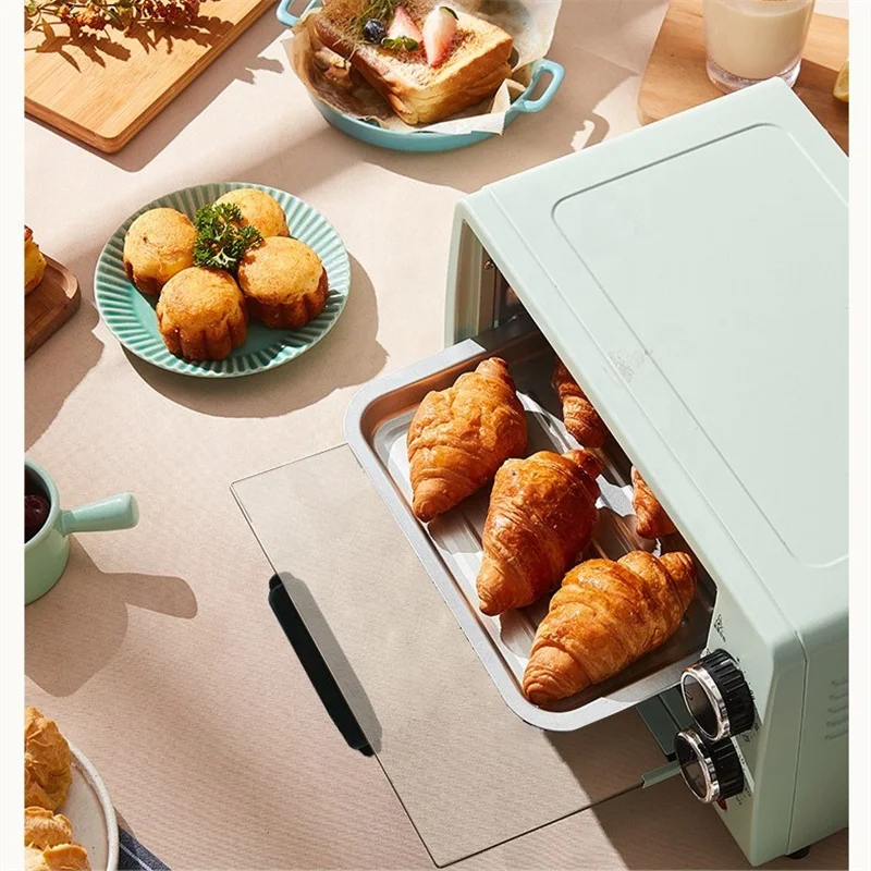 Oven Listrik Waktu 12L Multi-fungsi Baja Nirkarat Ter Kue Roti Mesin Pemanggang untuk Rumah 800W 220V KX10