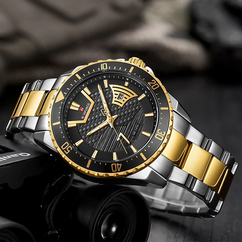 New NAVIFORCE Watches Top Luxury Brand Waterproof Sports Watch Men Gold Quartz Steel Wristwatches Male Clock Relogio Masculino