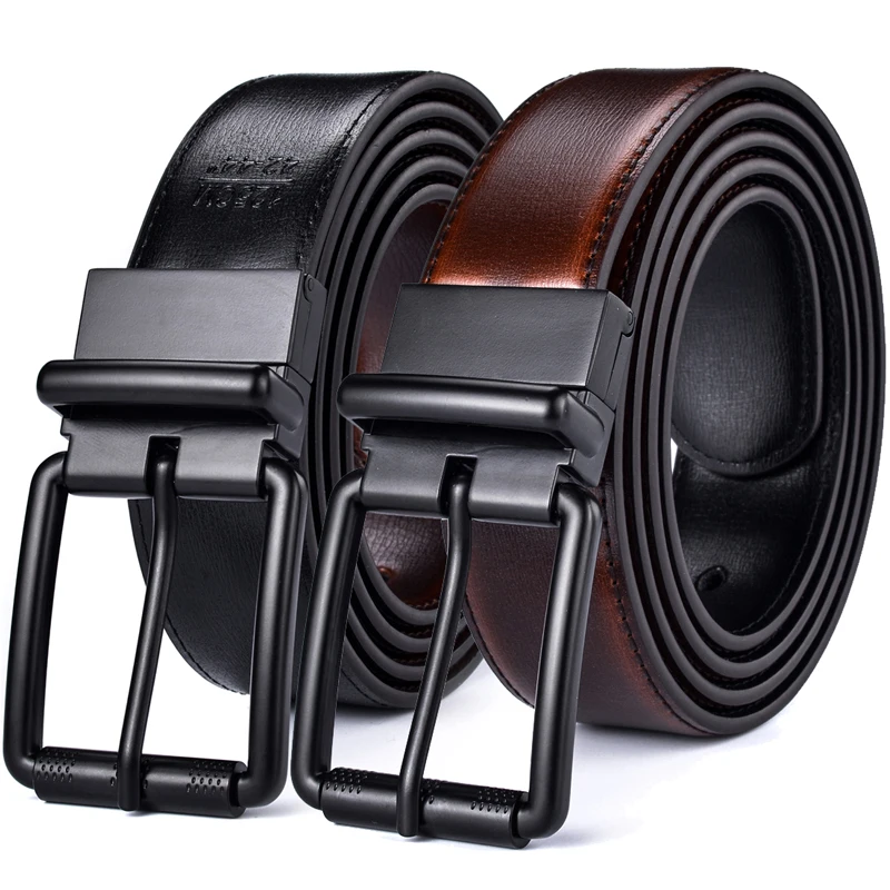 

1Pcs Men's Leather Reversible Belt Roller Buckle 34MM One Reverse for 2 Colors Suitable for pairing Casual Jean