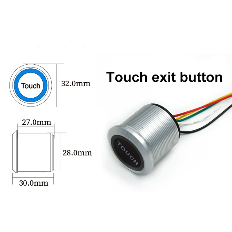 Impermeável Contactless Sensor Interruptor De Saída, Indução Tipo Botão De Liberação, LED Controle De Acesso, DC 12V, 24V