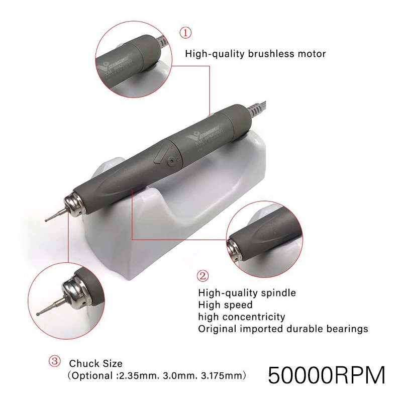 Profissional broca do prego 50w micromotor sem escova máquina de polimento de unhas YC-A500 xm polidores de laboratório com 50000 rmp handpiece