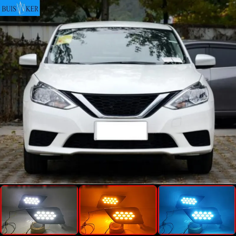 2Pcs For Nissan Sentra sylphy 2016-2019 Waterproof 12V DRL Fog Lamp Decoration Car accessories LED Daytime Running Light