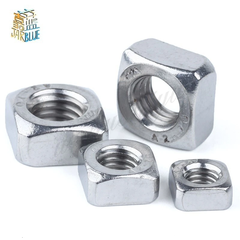 

5/50pcs High Quality M3 M4 M5 M6 M8 M10 M12 DIN557 GB39 304 A2-70 Stainless Steel Metric Threaded Square Nut Foursquare Quadrate