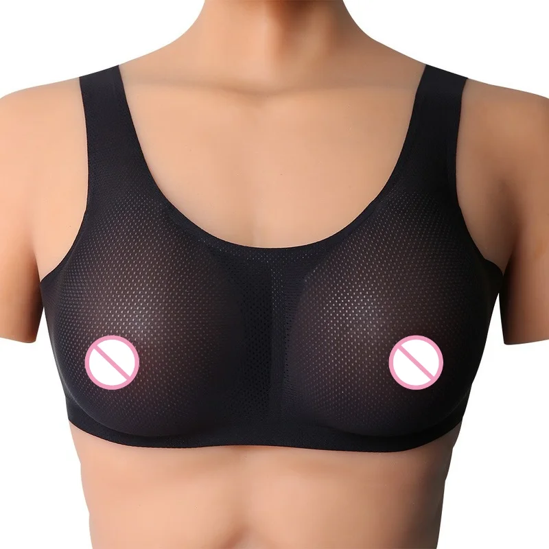 A-E Cup Drop-shaped Fake Breasts with Underwear Set CD Cross-dressing Silicone Breast Prosthetic Vest Underwear Fake Breasts