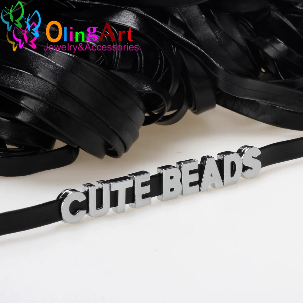 OlingArt 8*2mm 5M/lot black Colour Flat Simulation PU leather Rope/Cords DIY necklace Bracelet earrings choker jewelry making