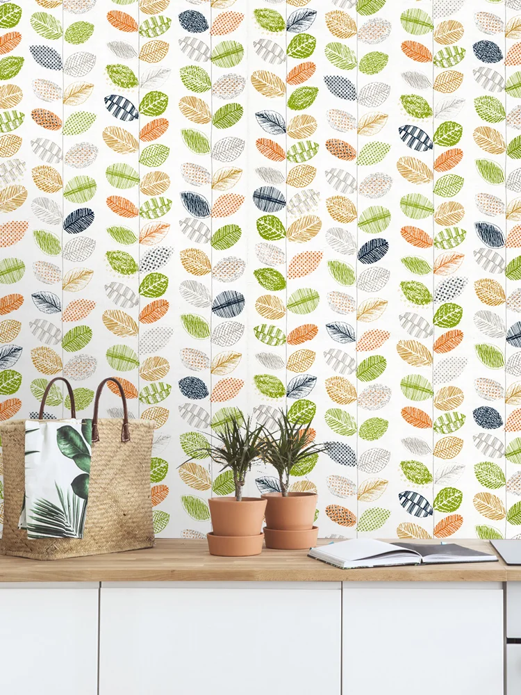 Multi-Color Vinyl Self-Adhesive Contact Paper Peel-and-Stick Leaves Wallpaper Removable for Bedroom Wall Decor