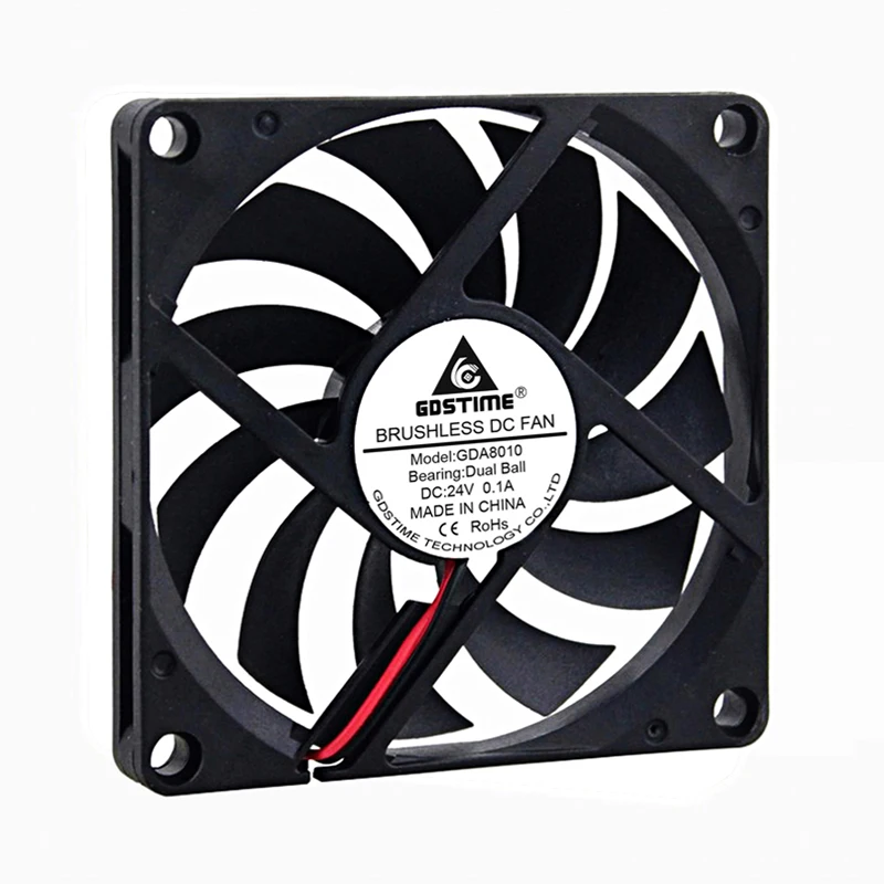 2Pcs Gdstime DC 24V 80MM Cooling Fan 80x80x10mm Dual Ball PC Computer Case CPU Cooler Fan 8CM Laptop Brushless Heatsink Fan