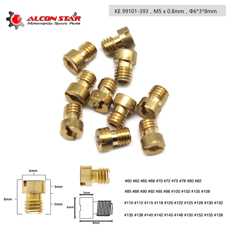 

Alconstar Pack of 10 Pieces M5 Thread 6mm Motorcycle Main Jet Kit for Fit for CV / CVK / CVVD /FCR / PWK / VA/ VB/ VE carburetor