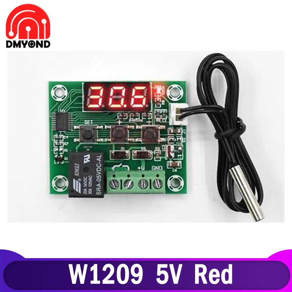 W1209 DC 5V Red Blue LED Digital Temperature Controllear Thermostat Temperature Control Thermostat Switch Waterproof NTC Sensor