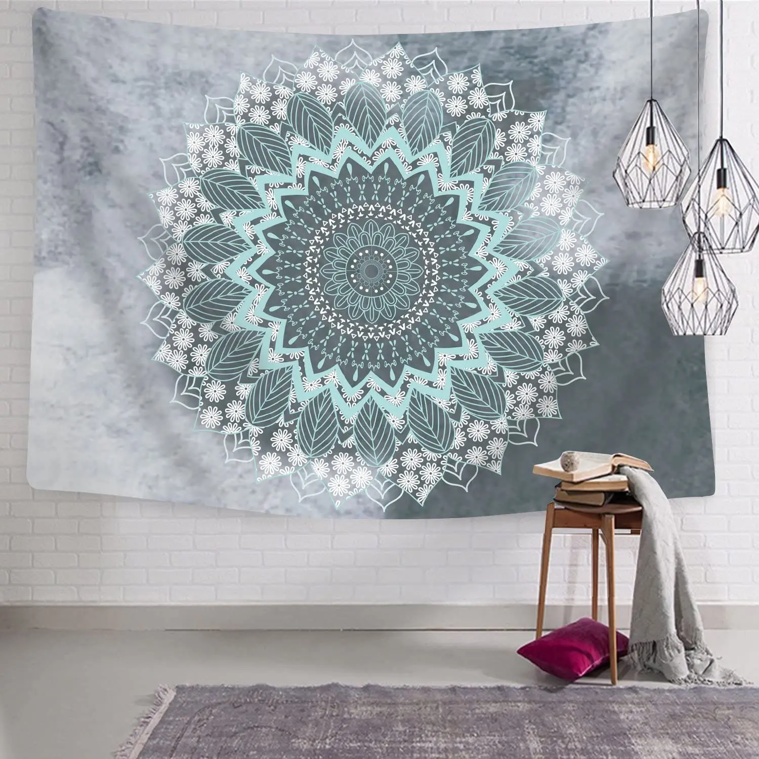 

Богемный синий зеленый гобелен Mandala Hippie, настенное покрытие, домашнее украшение, одеяло, настенные гобелены для спальни