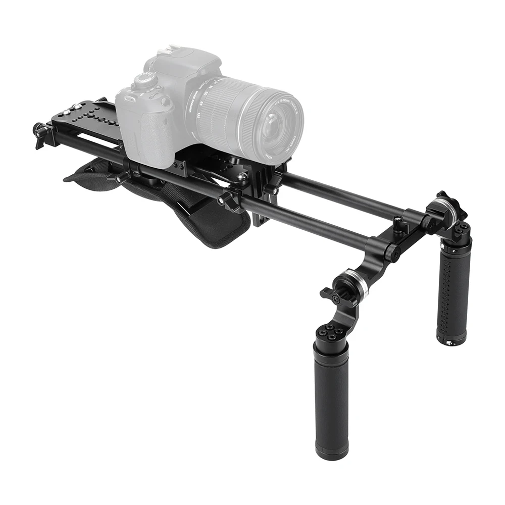 Kayulin Shoulder Mount Rig With ARRI 12 inch Dovetail Bridge Plate & Rosette Handgrip Pair For DSLR Camera / DV Camcorder