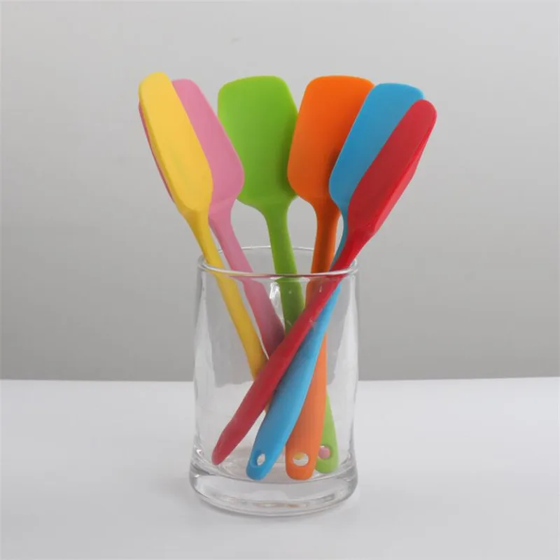 21CM Hot Universal Heat Resistant Integrate Handle Silicone Spoon Scraper Spatula Ice Cream Cake Kitchen Tool Utensil