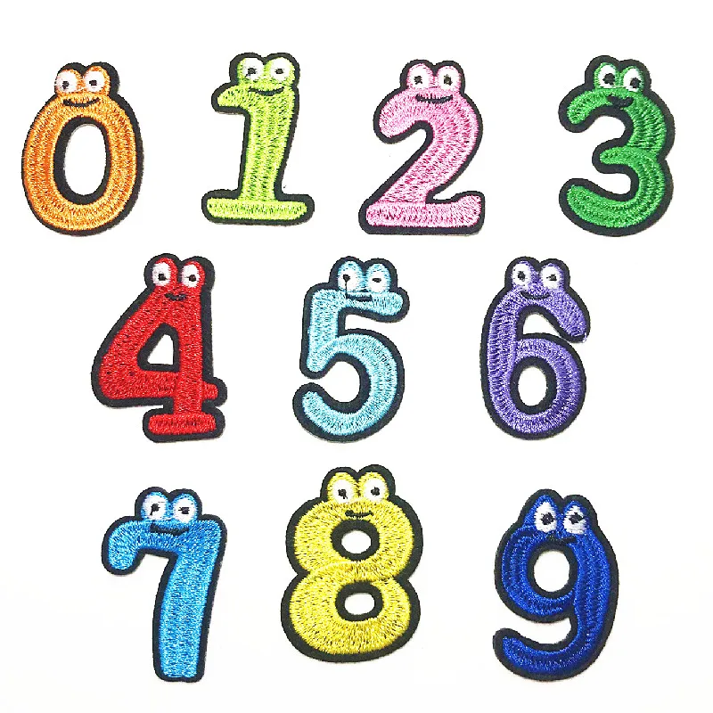 Cute numbers Arabic number patch Embroidery for Clothing DIY Iron on Patches