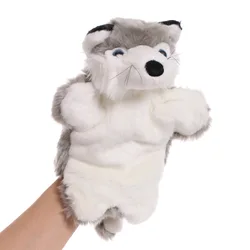 27cm Animals Hand Puppet Husky Stuffed Plush Toys Baby Educational Hand Puppets Pretend Telling Story Doll Kids Children Gift