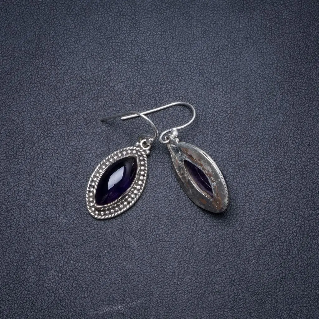 

Natural Amethyst Handmade Unique 925 Sterling Silver Earrings 1.25" Y1571