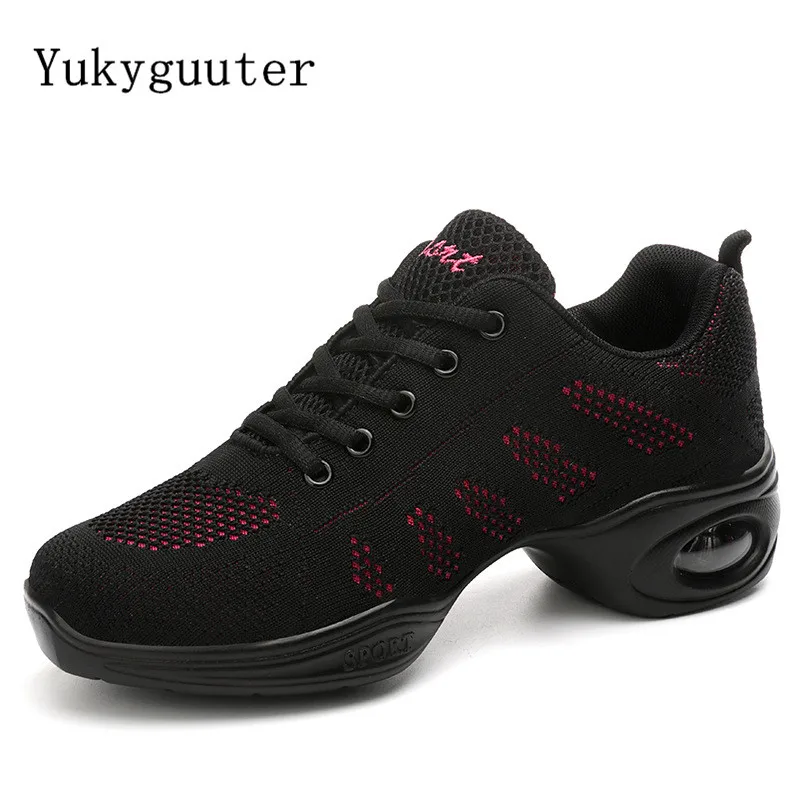 Dance Shoes Woman Ladies Modern Soft Outsole Jazz Sneakers Mesh Breathable Lightweight Female Dancing Fitness Shoes Sport