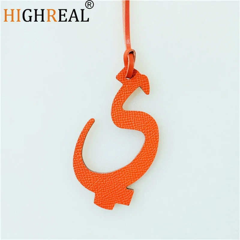 HIGHREAL Custom Made Luxury Genuine Leather Character Alphabet Arabic Letter Y Keychain Women Bag Charm Backpack Pendant