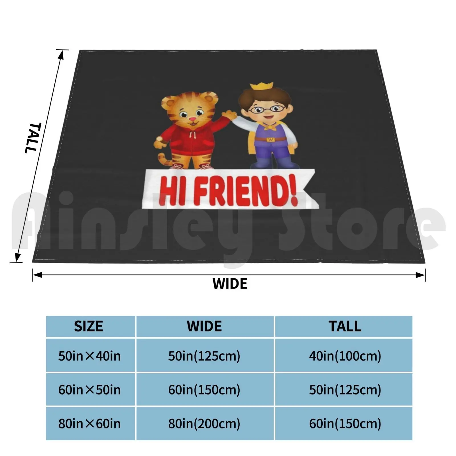 Vebyhogh-Daniel Tiger And Prince Wednesday Hi Friend Blanket Fashion Custom Adults An Or A He Cute Men Him By