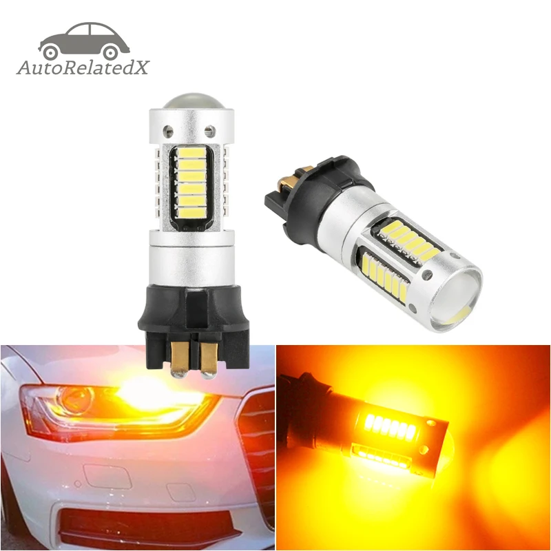 2x PW24W LED Bulbs Amber White Error Free PWY24W LED DRL Turn Signal Lights For BMW Skoda Yeti Octavia VW MK7 Golf CC Audi