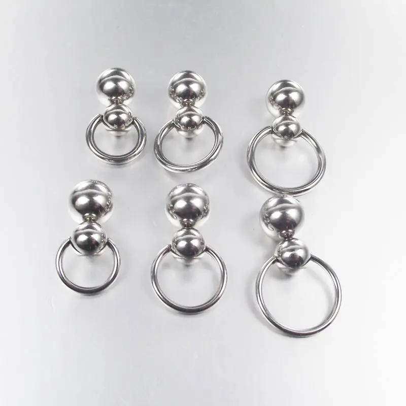 1 Piece Stainless Steel Double ball cucurbit gourd Ring Eyebrow Curved Tragus Ear Piercing PA Nipple Ring Bar Lips Body Jewelry