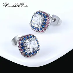 2024 New Fashion AAA CZ Pink Stone Crystal Stud Earrings For Women HotSale Jewelry Push-back Piercing Earring DZE001