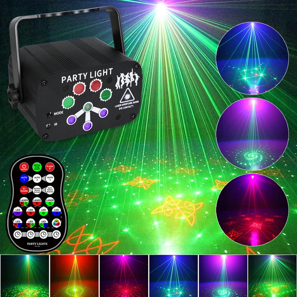240 Patterns USB LED Laser Lamp RGB Sound Activated Strobe DJ Disco Stage Light Projector Bulb Floodlight UV Remote Night Lights