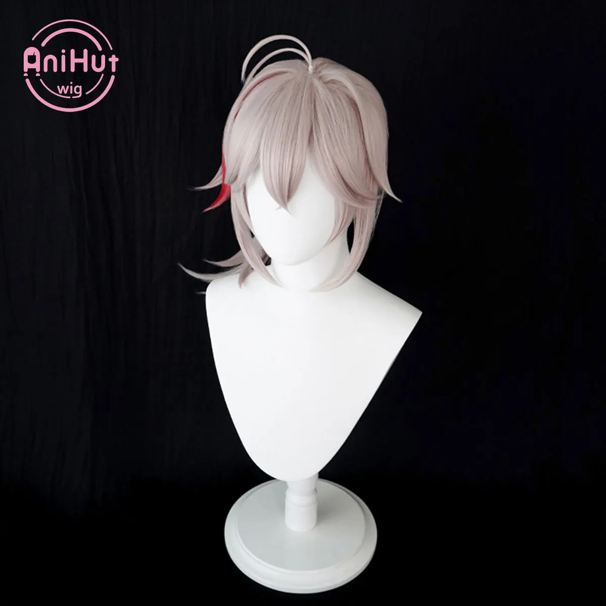 【Anihut】Kaedehara Kazuha Cosplay Wig Genshin Impact Cosplay Apricot Heat Resistant Synthetic Hair Kaedehara Kazuha Cosplay