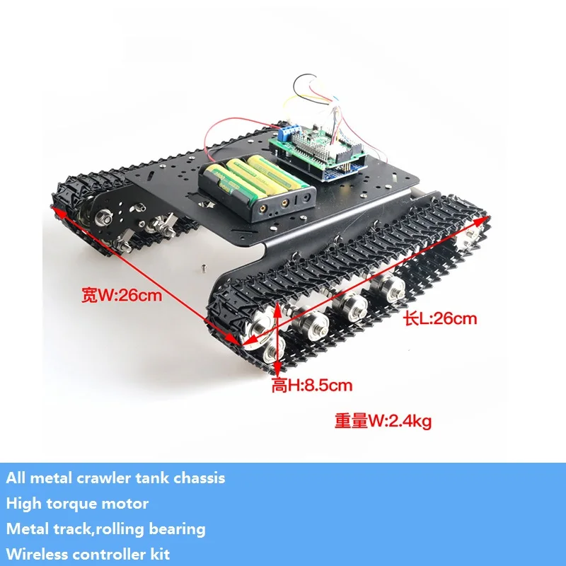 Tất Cả Kim Loại Chống Sốc RC Robot Khung Gầm Xe Tăng Bộ & Điều Khiển Không Dây Bộ Kim Loại Theo Dõi, lăn Chịu Lực DIY Cho Arduino