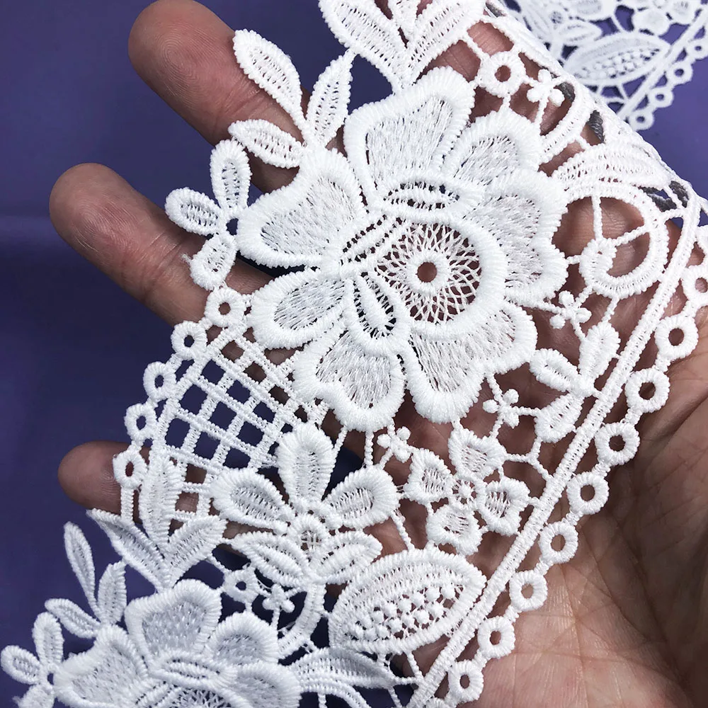 10yard White African Lace Fabric Ribbon 9.3cm High Quality Arts Craft Sewing Trim Wedding Dress Accessories Diy Women Skirt Deco