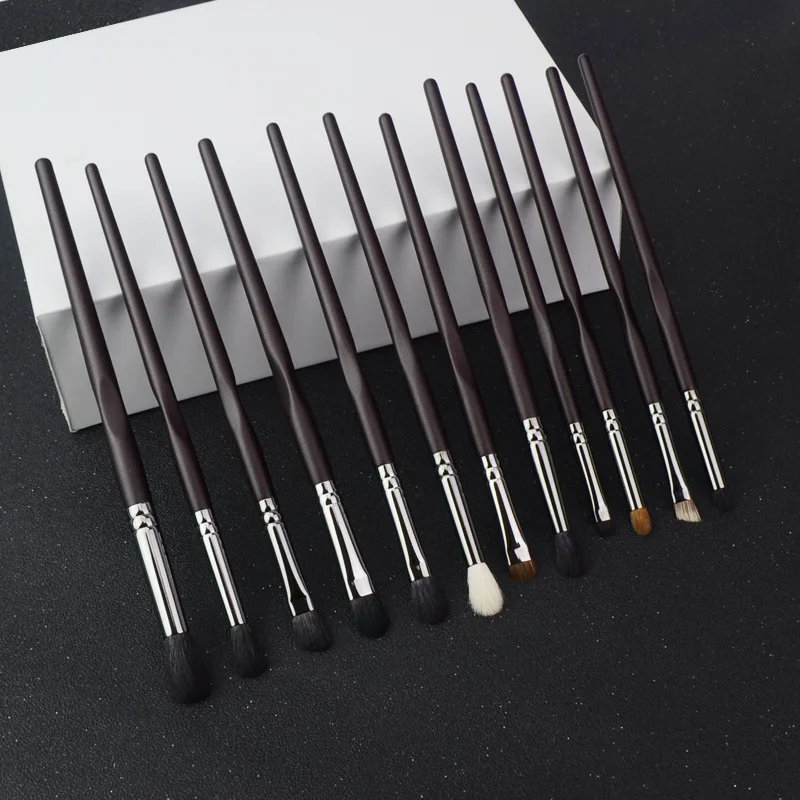 12pcs/set Black Professional Eye Makeup brushes set Eyeshadow make up brush full function Crease detail smudge Nose shadow mosan