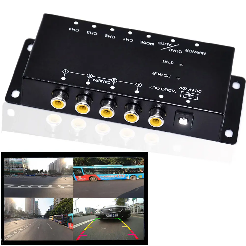 

IR control 4 Cameras Video Control Car Cameras Image Switch Combiner Box For Left view Right view Front Rear Parking Camera Box