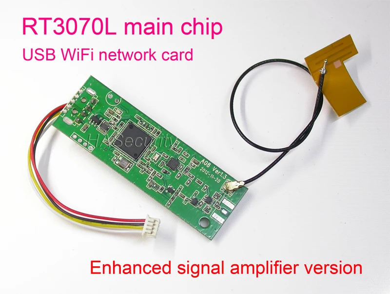 Enhanced WiFi module RT3070L RT3070 USB network card, Extra signal amplifier chip, for CCTV IP camera + small FPC type antenna