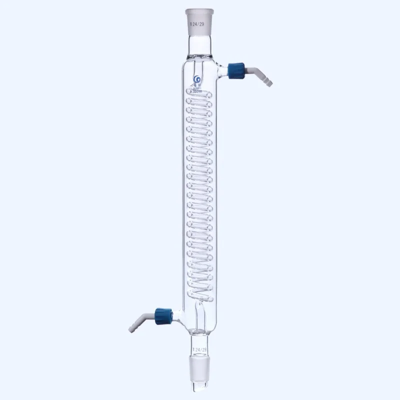 

24*24mm Lab Serpentine Condenser Tube 200/300/400/500mm High Borosilicate glass with detachable PTFE nozzle