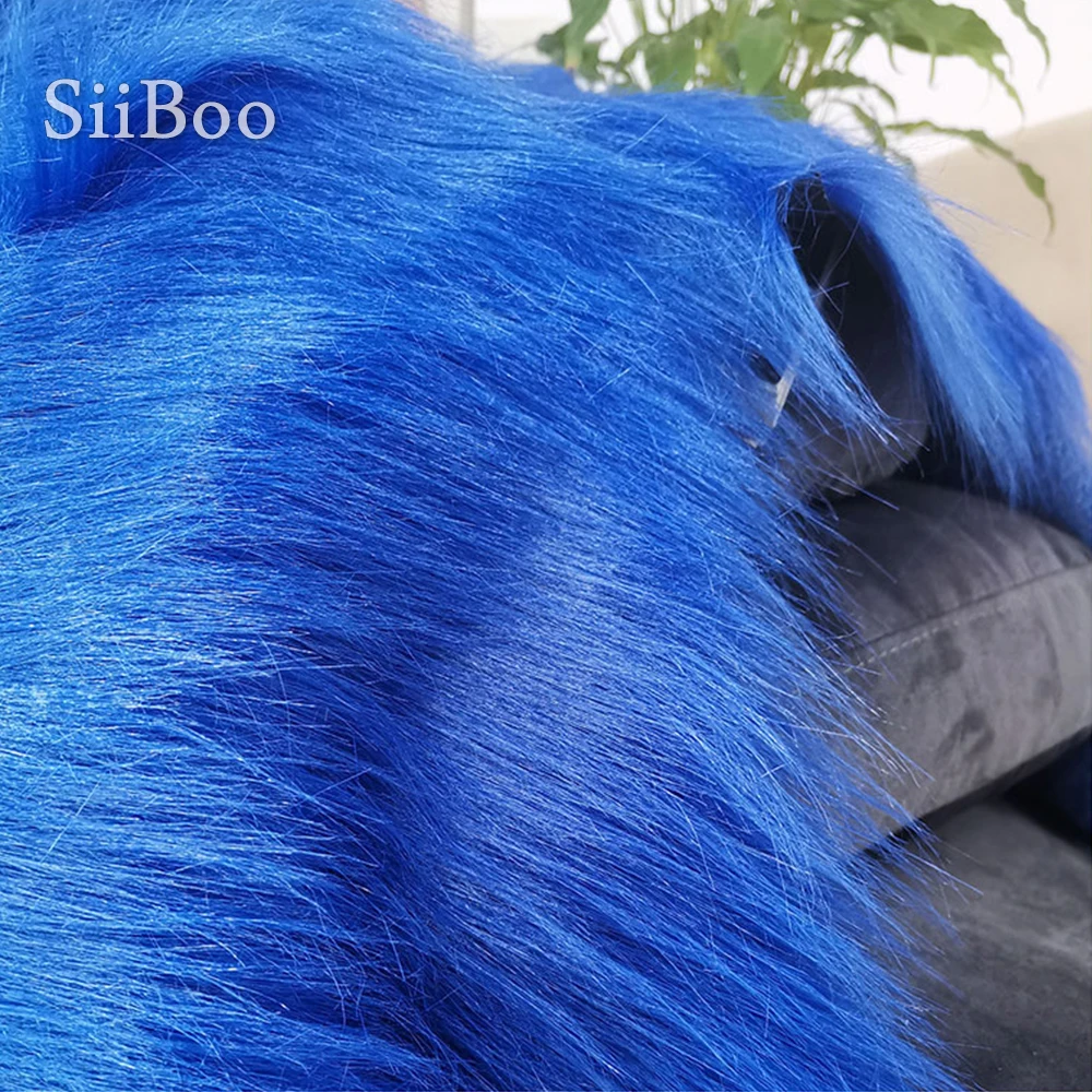 Royal blue 9cm plush faux fur fabric for winter coat vest stage cosplay decor long fur fabric tissue DIY 150*50cm 1pc SP5420