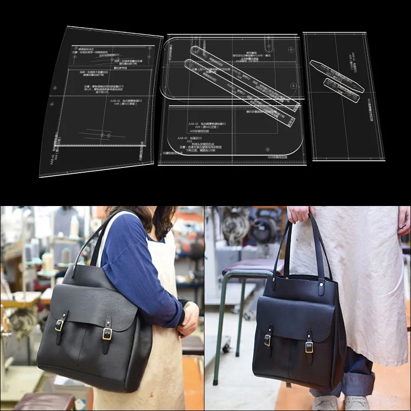 Single Shoulder Satchel Bag Pattern, DIY Handmade Leather, Leather, Durable, Acrylic Mould, 33x35x16cm