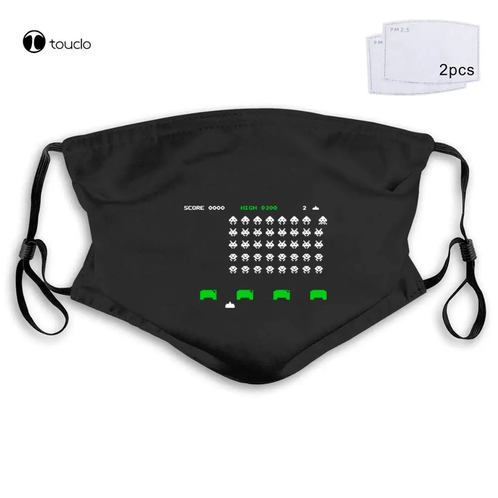 

Space Invaders Inspired Retro Arcade Game Gaming Face Mask Filter Pocket Cloth Reusable Washable