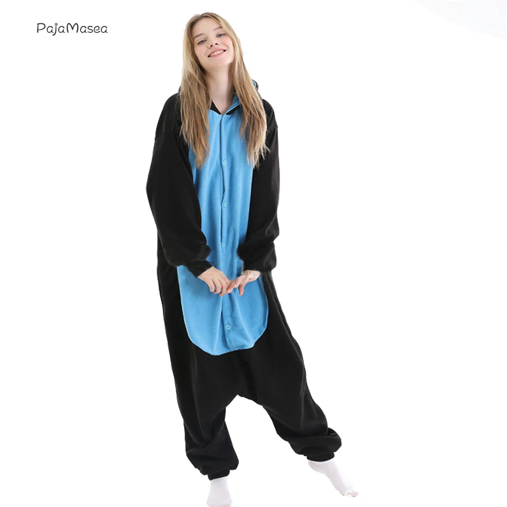 Pajamassea Kostum Cosplay Anime Kartun Wanita Dewasa Pakaian Tidur Gadis Ungu Onesie Biru Pria Kucing Tengah Malam Rakun Kigurumi