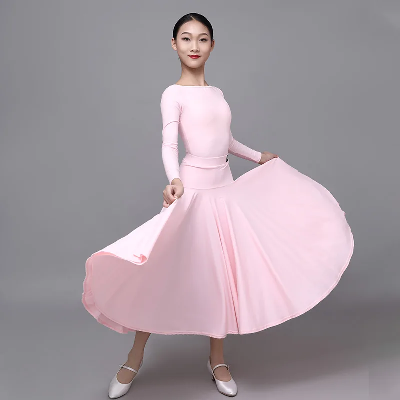 Latin Modern Dance Clothes Girls Competition Dress National Standard Costumes Practice Clothes Long Sleeved Dance Skirts DN10036