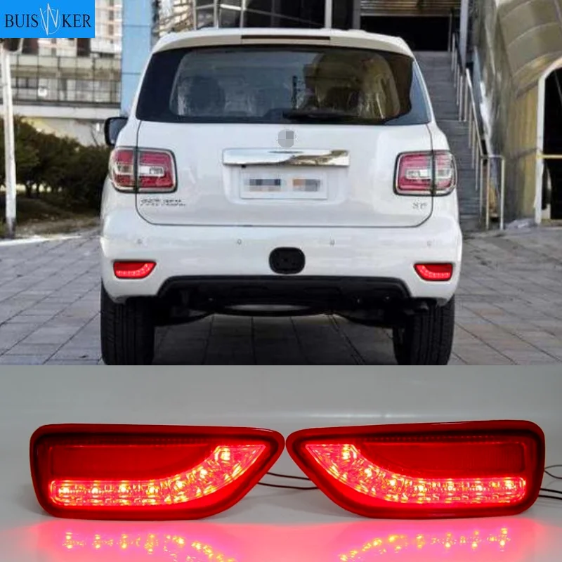 

LED Dynamic Turn Signal For Nissan Patrol Y62 2014-2019 Multi-function Rear Fog Lamp Bumper Light Auto Brake Light Reflector 2PC